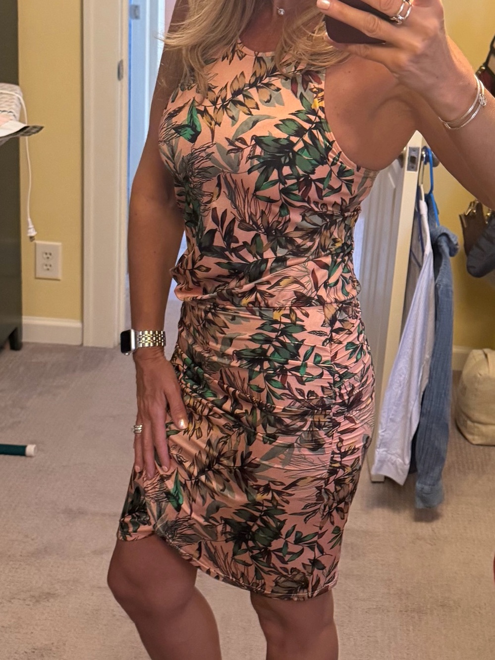 ATHLETA ESTUARY AQUALUXE TROPICAL LEAF SWIM DRESS